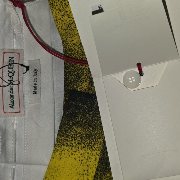 BNWT !! Alexander McQueen Mushroom Spores Yellow B & W Spray Paint Pant sz IT 40 - Picture 13 of 15